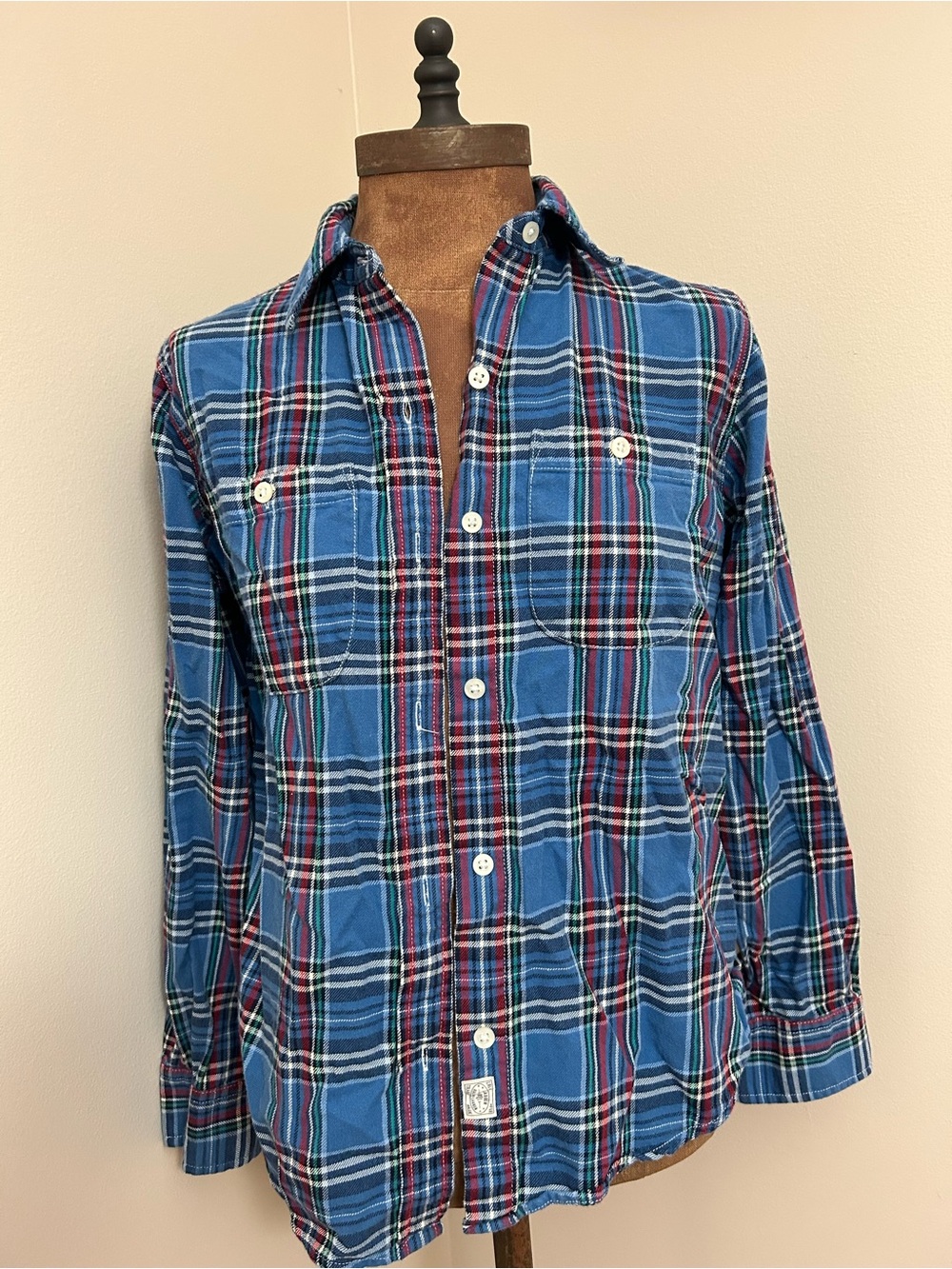 Lauren Polo Blue Plaid Long-Sleeve Button-Up Shirt
